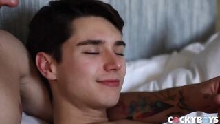 Twink Threesome Fucked Hard Gushing Creampies Choked Cum Swallowing