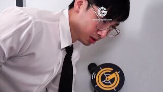 Glasses Twink Ganged Bareback Choked Gushing Cum at Fake Apology Press Con Destroyed