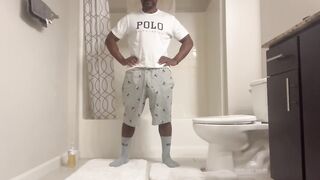 Brickzillas Monster Dick Solo Cum Gusher Destroys Bathroom