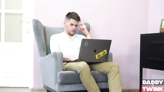 Daddy Dmitry Big Cock Destroys Cute Twink Nick Moon Gushing Cum