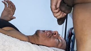 Straight Guy Gagged Choked Headfirst by Massive Black Cock Gush