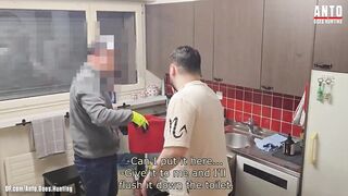 Married Plumber Chokes on First Gay Cock Gushing Massive Load