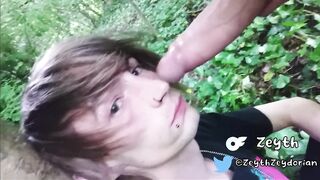 Hooded Chav Chokes Emo Twink Gushing Bareback Woods Ruin