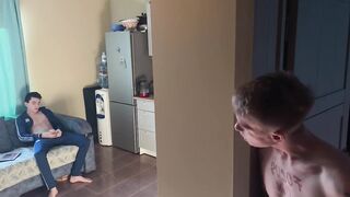 Twink Spies Thug Stroking Monster Cock Sucks Then Rides Bareback Gush