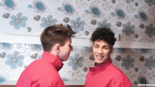 Horny Hunter Forces Kiss Then Destroys Two Studs Asses Gushing Cum