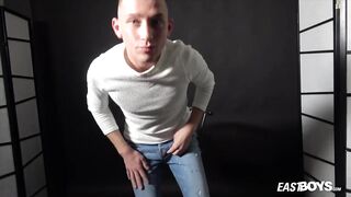Twink's Curvy Big Teen Cock Gushes Explosive Cum Flood on Chair