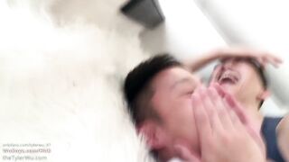 Asian Twink Bareback Rooftop Fuck Tyler Wu Gushes Cum Destroyed