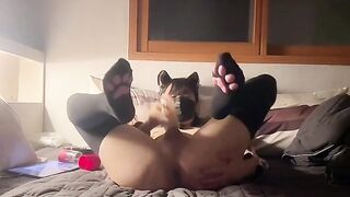 Cat Femboy Big Butt Chokes Onahole Gushes Cum Explosion