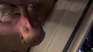 Blonde Twink Chokes Sloppy Balcony Cock Cum Gusher Destroyed