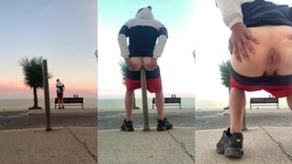 Roadside Sea Pole Destroys Submissive Gay Ass Gushing Cumshot