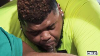 XXL Black Ass Destroyed in Car Trunk Threesome Cum Flood