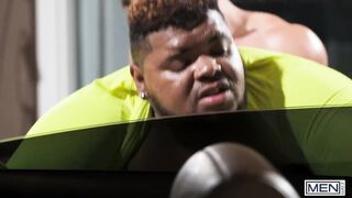 XXL Black Ass Destroyed in Car Trunk Threesome Cum Flood