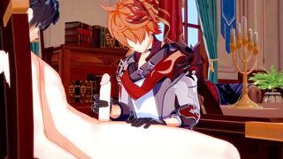 Zhongli Destroys Childe's Femboy Ass Gushing Bareback Cum