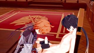 Zhongli Destroys Childe's Femboy Ass Gushing Bareback Cum