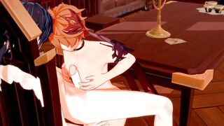 Zhongli Destroys Childe's Femboy Ass Gushing Bareback Cum