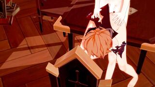 Zhongli Destroys Childe's Femboy Ass Gushing Bareback Cum