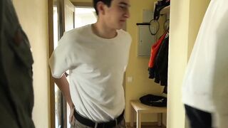 Stepdad Barebacks Stepson Prone While Bros Game Cum Gushes Wild
