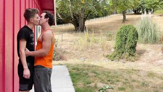 Husband Gags Choked on Curly Farm Boy Big Cock Barn Cum Gush