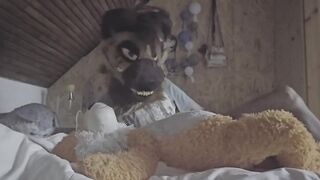 Plush fox love sucked dry by hungry cock