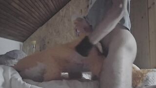 Plush fox love sucked dry by hungry cock