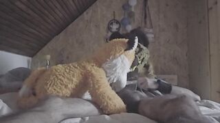 Plush fox love sucked dry by hungry cock