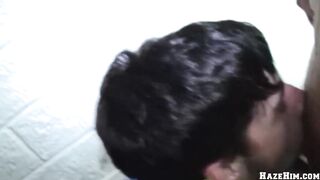 Frat initiation turns wild as college twinks gag on thick uncut dick face fuck sloppily