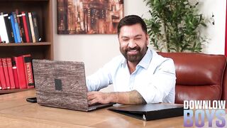 Dominic Pacifico & Damien Roux office rivalry bareback deep throat sloppy anal fuck