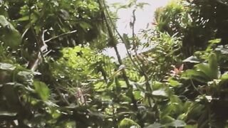 Two muscular gay men fucking hard in jungle cum explosion