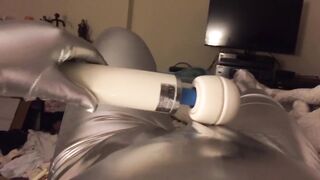 Latex Catsuit Choked Rubber Holes Until Creamy Cumshot