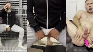 Nike socked hunk drowns in hands free anal cum