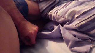 Thick mushroom cock unleashes 5 shot cumshot own face