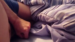 Thick mushroom cock unleashes 5 shot cumshot own face