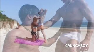Public beach Latino muscles boys destroyed by deepthroat cumshots