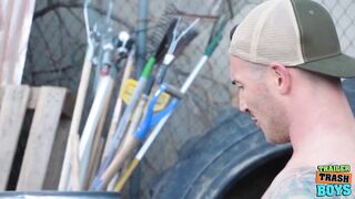 Eddie and Greyson spit roasted by redneck muscle daddies