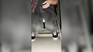 Pissing in tight jeans on balcony thick desperation