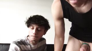 Twink gags on massive cock raw deep throat sloppy suction