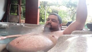 Gay bear smokin thick belly alone in hot tub nipples hard