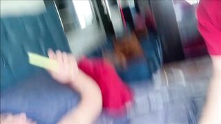 Sucking his massive cock until he blows his load down my throat