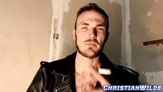 Leather Daddy smokes and uses your mouth raw
