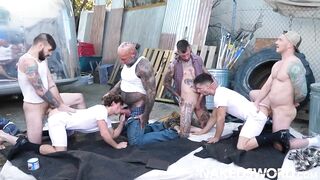 NakedSword Greyson Myles Eddie Patrick Group Outdoor Fetish Breeding Throatfuck Raw Porn