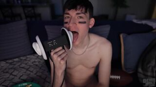 Big game ear licking ASMR your boyfriend's gay fantasy