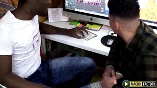 Massive Black cock Destroyed Freddy Salvador Deepthroat gagging on Huge Black Dick
