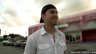 Dane Caroggio’s Uncut Glory Hole Surprise Cum Drenched Blowjob