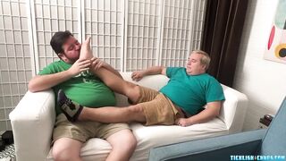 Chubby Nemo worships his Master Matt’s feet while tied up tight