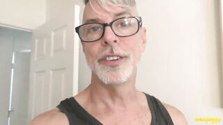 Silver daddy Richard Lennox teases his thick cock in solo cocksucking session