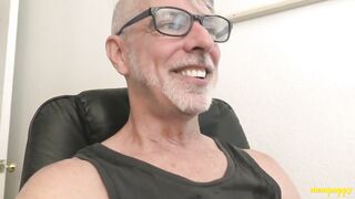 Silver daddy Richard Lennox teases his thick cock in solo cocksucking session