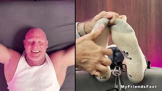 Hunk gets tickled raw from pits to feet gagging in gay bondage