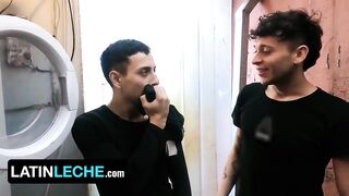 Two Twinks Slurp Latin Leche in Laundry Room Raw Fuck
