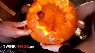 Pumpkin Ravaged Twink Gags on Hung Daddy’s Deepthroat