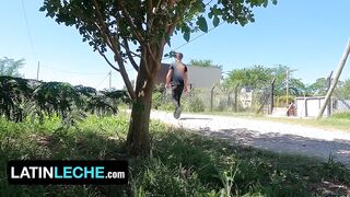 Muscular Latino stud deepthroats while stuck on the roadside